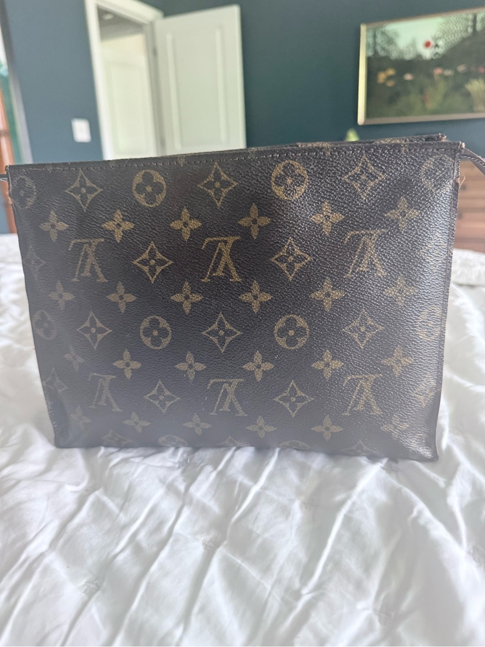 Louis Vuitton Brown Canvas Pouch with Gold Hardware - Picture 2 of 12